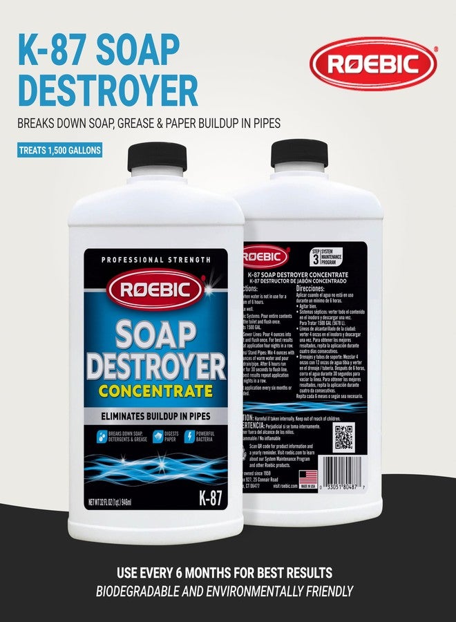 Roebic K-87 Liquid SGP Soap, Grease and Paper Digester with Bacteria, Eliminates Buildup in Pipes and Protects from Clogs, Treats 1500 Gallons, 32 fl oz Concentrate - Image 2