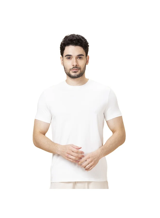 بيينغ هيومان Mens White Round Neck Short Sleeve T-Shirt