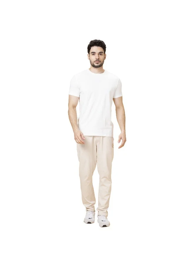 بيينغ هيومان Mens White Round Neck Short Sleeve T-Shirt