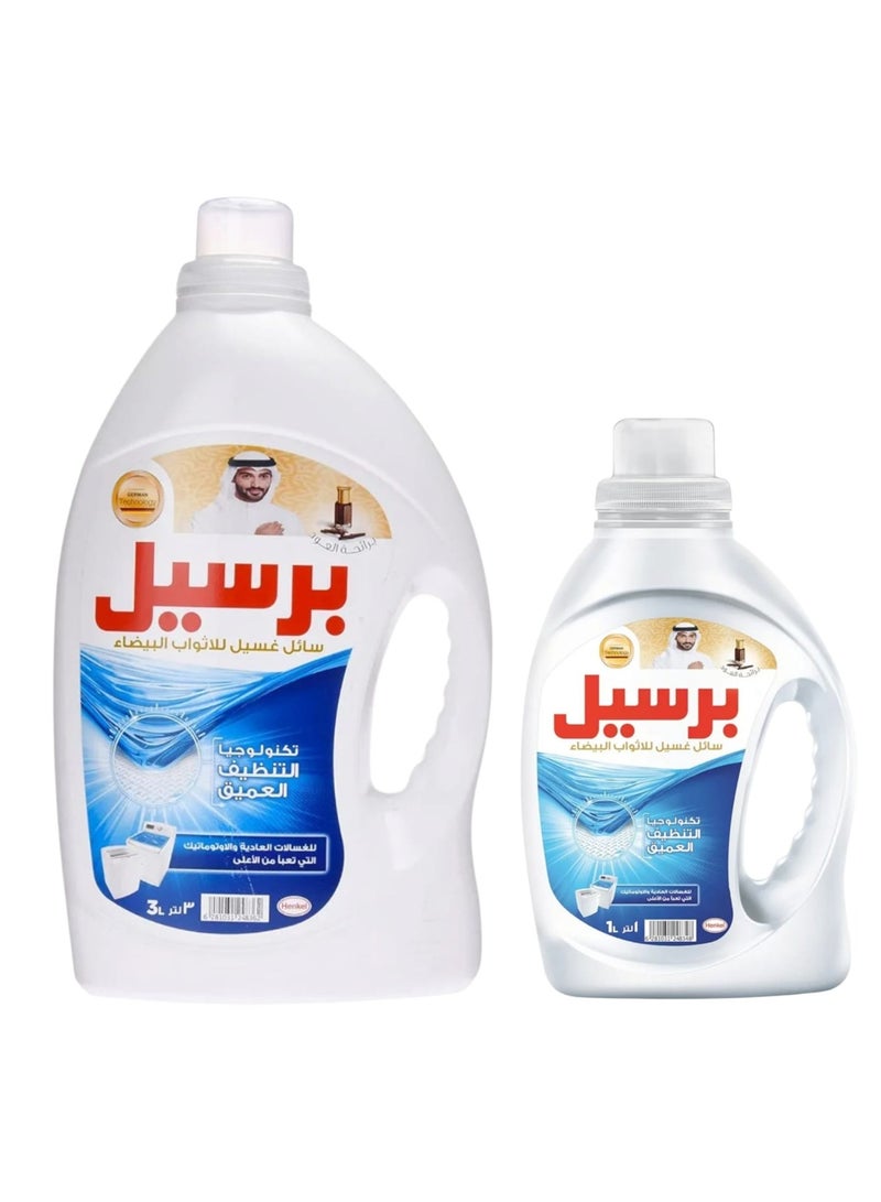Persil White laundry liquid with deep wash technology, Oud scent, 3 liters + 1 liter