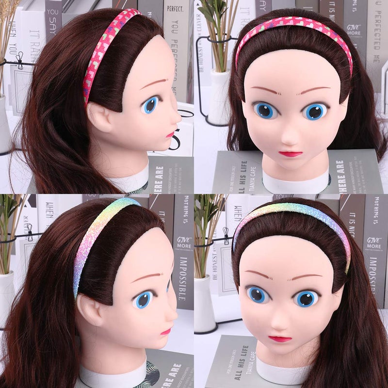 WANYU Rainbow Headbands 8 Pcs Sweet Hairband Children Head Bands For Girls Sequin Printed Heart Mermaid Headband Kids Hair Piece - Image 4