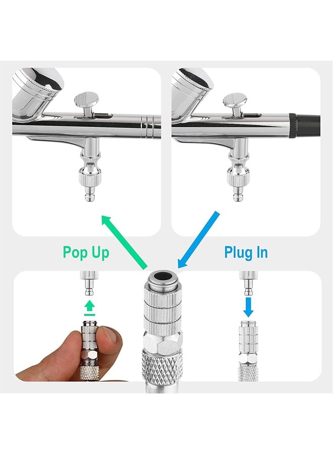 10-Piece Airbrush Kit - 6ft Nylon Braided Hose with Quick Release Coupler for Air Compressor - Image 4