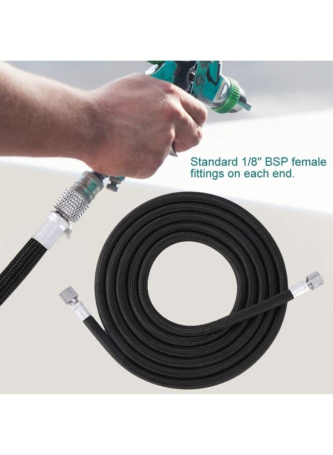 10-Piece Airbrush Kit - 6ft Nylon Braided Hose with Quick Release Coupler for Air Compressor - Image 5