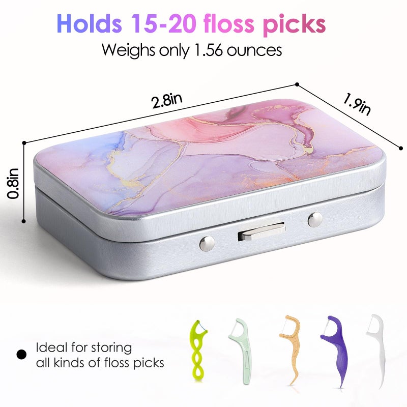 Gerkia Dental Floss Portable Case, Easy to Store Floss Picks of Various Sizes, Portable Dental Floss Dispenser is Perfect for Travelling, Hotels, Dinners, Appointments.Pink Marble - Image 2