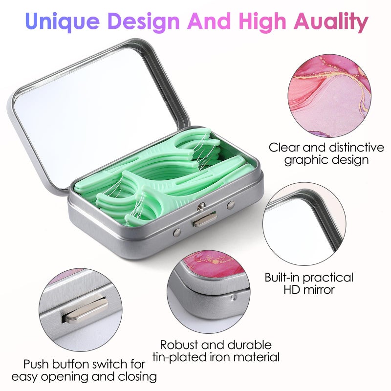Gerkia Dental Floss Portable Case, Easy to Store Floss Picks of Various Sizes, Portable Dental Floss Dispenser is Perfect for Travelling, Hotels, Dinners, Appointments.Pink Marble - Image 3