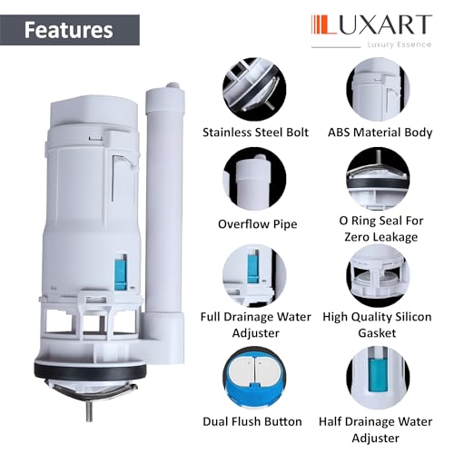 LUXART 10 Inch ABS Material Siphon – 25 CM Siphon Water Saving Dual Flush Valve,DIY Flush TanK Repair Kit Flush Tank Fittings For One Piece Western Toilet |Easy Install (1 Piece Set) - Image 4