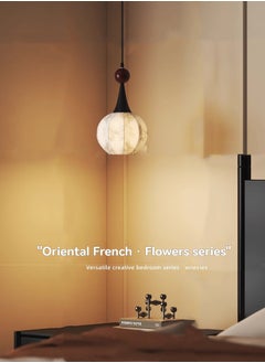 M MIAOYAN Guanpu original wood oriental flower art lamp French medieval style entrance hall hanging lamp bedroom bedside atmosphere lamp  - Image 1