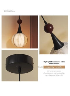 M MIAOYAN Guanpu original wood oriental flower art lamp French medieval style entrance hall hanging lamp bedroom bedside atmosphere lamp  - Image 5