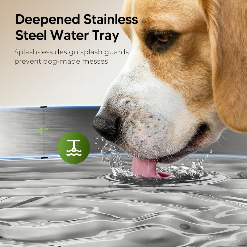 Pektaco Dog Water Fountain for Large Dogs, 1.8Gal/7L Pet Water Fountain, Dog Water Bowl Dispenser with Viewing Window & LED, Super Quiet, Stainless Steel Tray Easy Clean BPA-Free - Image 5