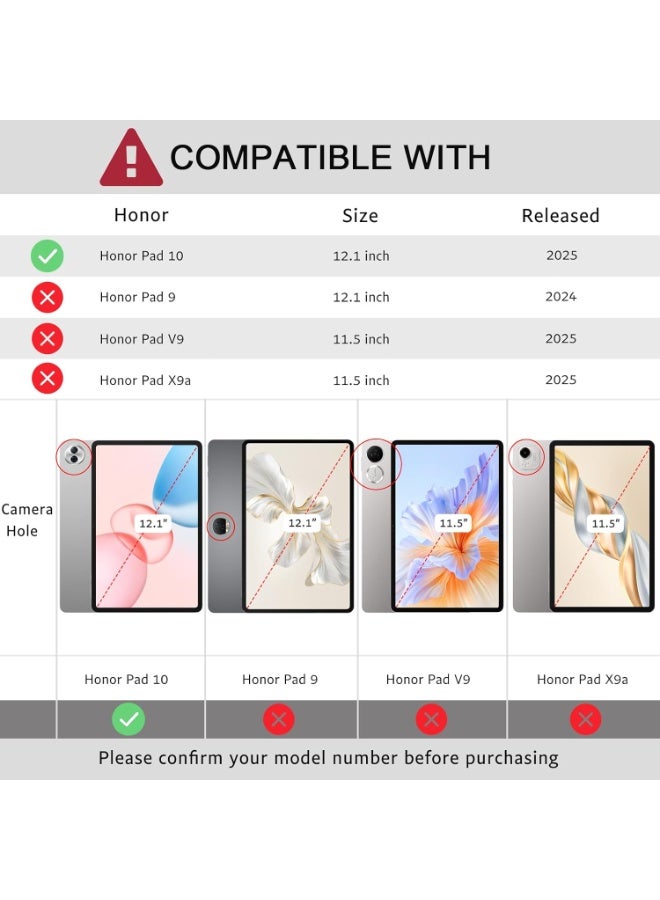 حافظة لجهاز هونر باد 10 مع حامل قلم 12.1 بوصة 2025، غطاء حامل دوار 360 درجة لتابلت هونر 10 (اسود) - Image 2