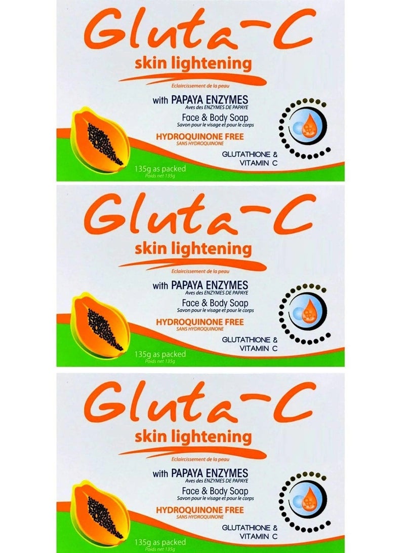 غلوتا سي ثلاثة قطع من صابون لتفتيح البشرة للوجه والجسم مع انزيمات البابايا 135x3 غرام - Image 1