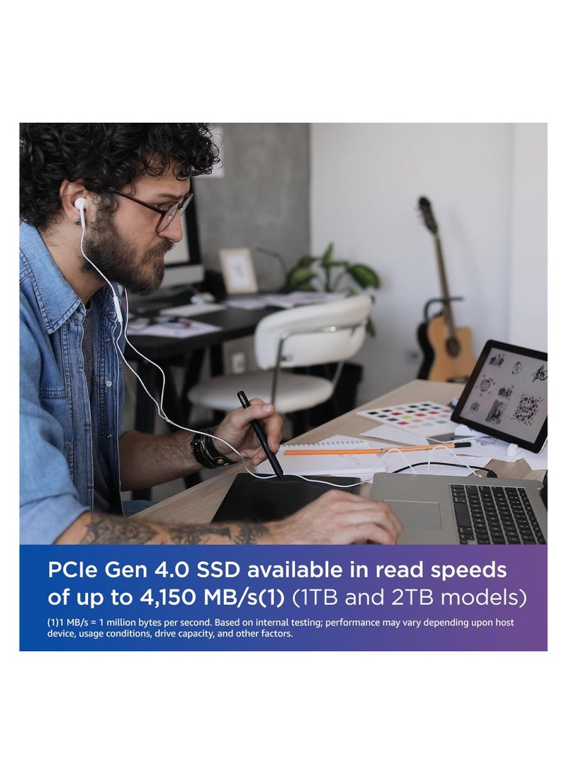 دبليو دي محرك الأقراص ذو الحالة الصلبة الداخلي ويسترن ديجيتال WD Blue SN580 NVMe SSD - Gen4 x4 PCIe 16 جيجابت/ثانية، M.2 2280، حتى 4000 ميجابايت/ثانية - Image 3