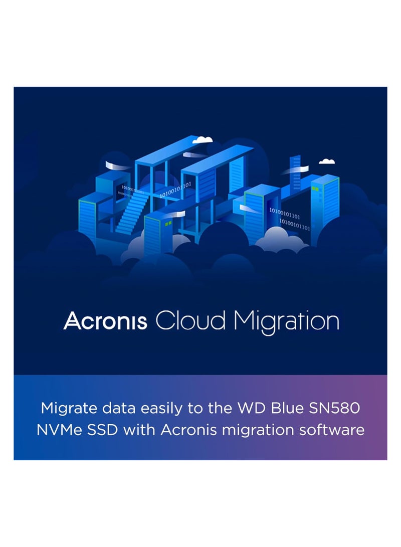 دبليو دي محرك الأقراص ذو الحالة الصلبة الداخلي ويسترن ديجيتال WD Blue SN580 NVMe SSD - Gen4 x4 PCIe 16 جيجابت/ثانية، M.2 2280، حتى 4000 ميجابايت/ثانية - Image 2