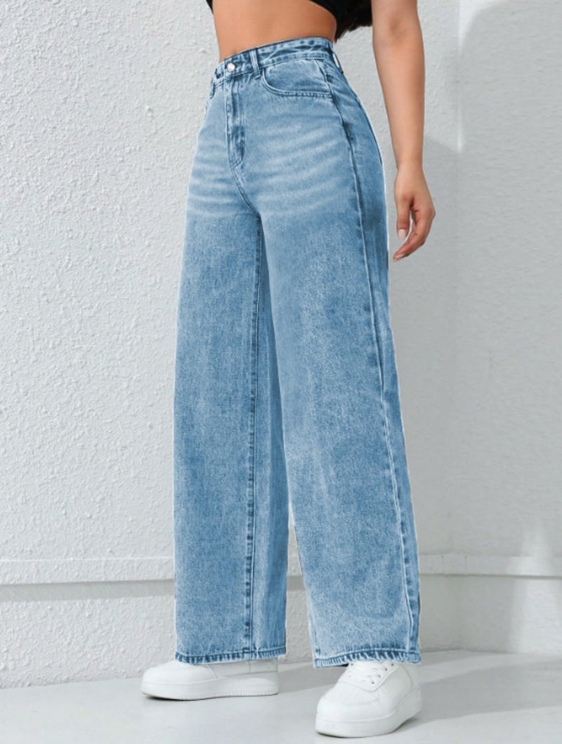 Ben Martin Baggy Jeans for Women || Women,s Loose Jean Pants || Oversized Jean's for Women's || Wide Leg Jean,s for Woman || Casual Jins for Woman's || Loose Jin Pant for Woman,s Light Blue 01-28 - Image 4