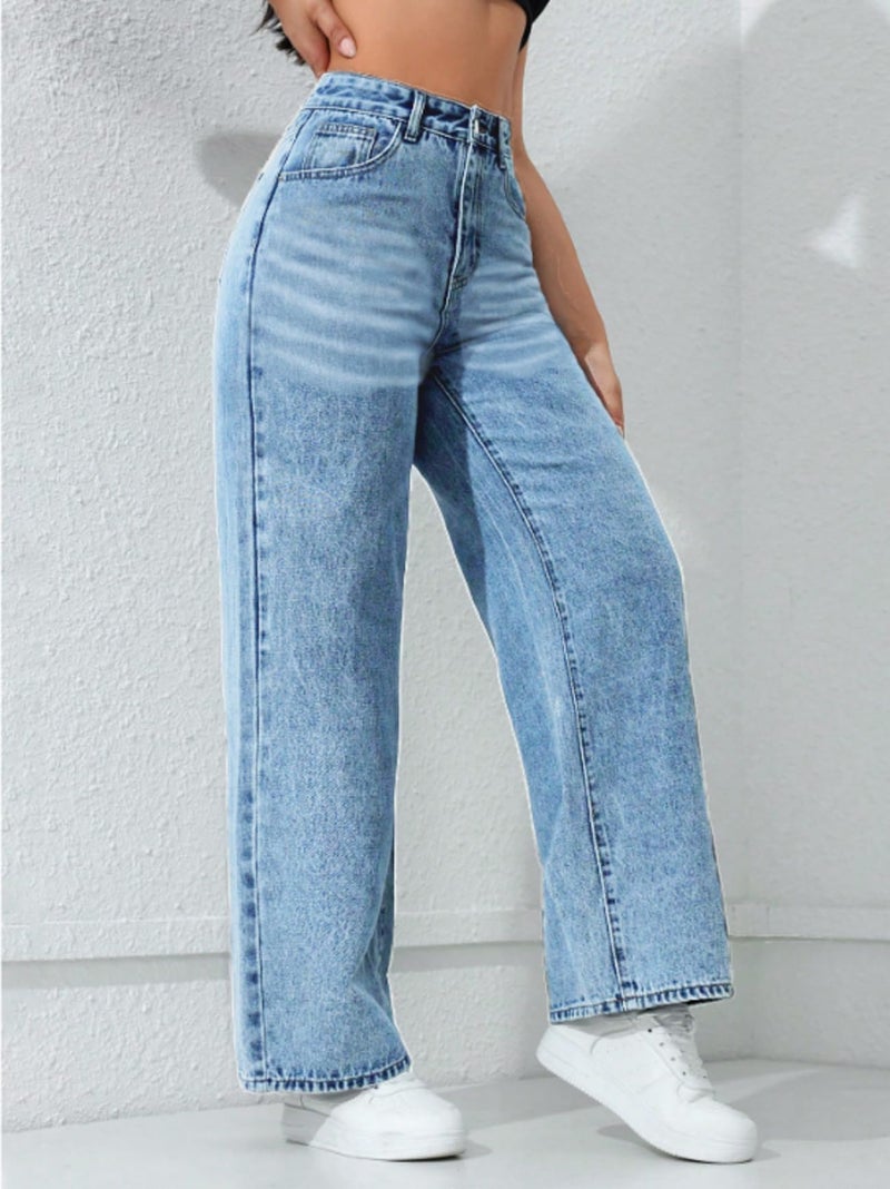 Ben Martin Baggy Jeans for Women || Women,s Loose Jean Pants || Oversized Jean's for Women's || Wide Leg Jean,s for Woman || Casual Jins for Woman's || Loose Jin Pant for Woman,s Light Blue 01-28 - Image 3