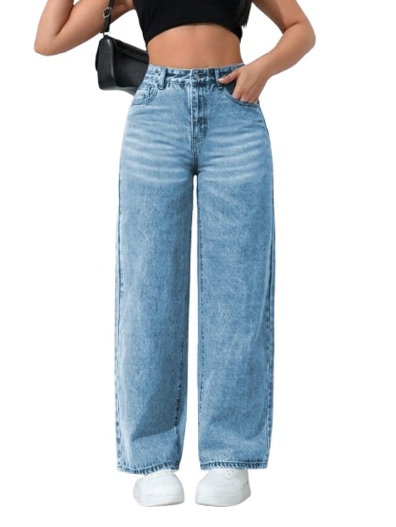 Ben Martin Baggy Jeans for Women || Women,s Loose Jean Pants || Oversized Jean's for Women's || Wide Leg Jean,s for Woman || Casual Jins for Woman's || Loose Jin Pant for Woman,s Light Blue 01-28 - Image 1