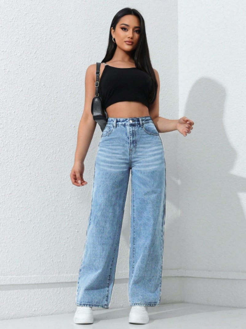 Ben Martin Baggy Jeans for Women || Women,s Loose Jean Pants || Oversized Jean's for Women's || Wide Leg Jean,s for Woman || Casual Jins for Woman's || Loose Jin Pant for Woman,s Light Blue 01-28 - Image 5
