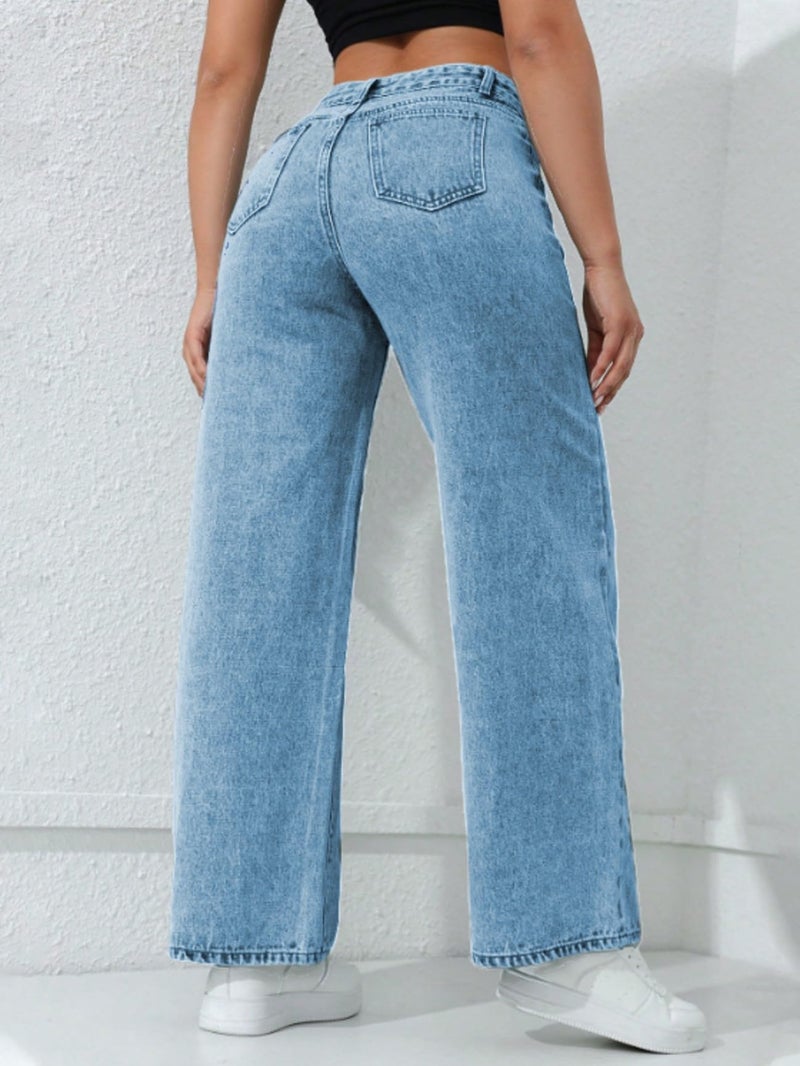 Ben Martin Baggy Jeans for Women || Women,s Loose Jean Pants || Oversized Jean's for Women's || Wide Leg Jean,s for Woman || Casual Jins for Woman's || Loose Jin Pant for Woman,s Light Blue 01-28 - Image 2