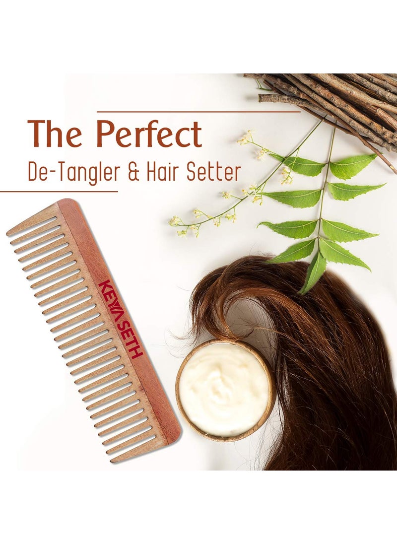 KEYA SETH AROMATHERAPY, DEVICE OF DROP Keya Seth Aromatherapy Neem Wooden Comb Wide Tooth for Hair Growth for Men  Women All Purpose Large Size Perfect Hair Setter  - Image 3
