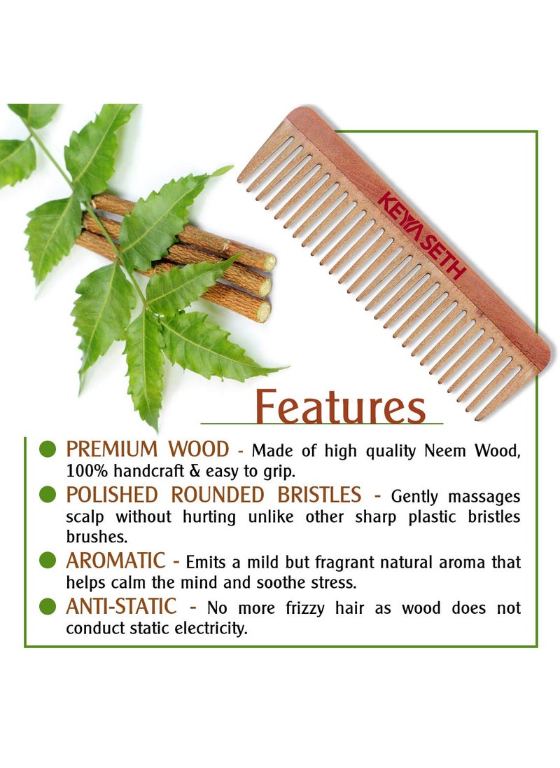 KEYA SETH AROMATHERAPY, DEVICE OF DROP Keya Seth Aromatherapy Neem Wooden Comb Wide Tooth for Hair Growth for Men  Women All Purpose Large Size Perfect Hair Setter  - Image 4