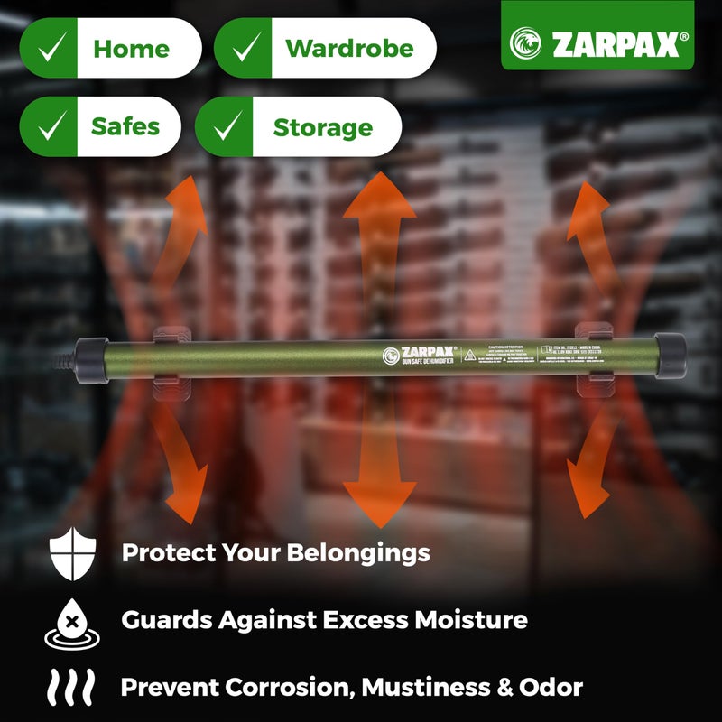 ZARPAX Gun Safe Dehumidifier Rod | Dehumidifier Rod For Enclosed Spaces, Gun Safe & Cabinets | Protect Valuables & Stop Humidity, Moisture, & Corrosion | Comes with 2 Mounting Brackets | 12''/30cm - Image 2