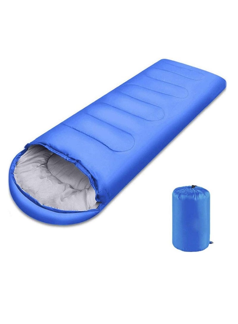 DIGI CORE Outdoor Camping Blanket Camping Sleeping Bag Foldable Lightweight Blanket And Warm Ideal For Outdoors, Travel, Stadium, Festivals And Beach Picnic Blanket Sleeping Blanket Water Resistant Blanket 180X75CM And 30CM Head Space Blue - Image 1