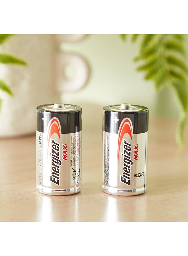 Energizer مجموعة بطاريات قلوية من نوع C من MAX مكونة من قطعتين 2.5 × 11 × 9.5 سم - Image 1