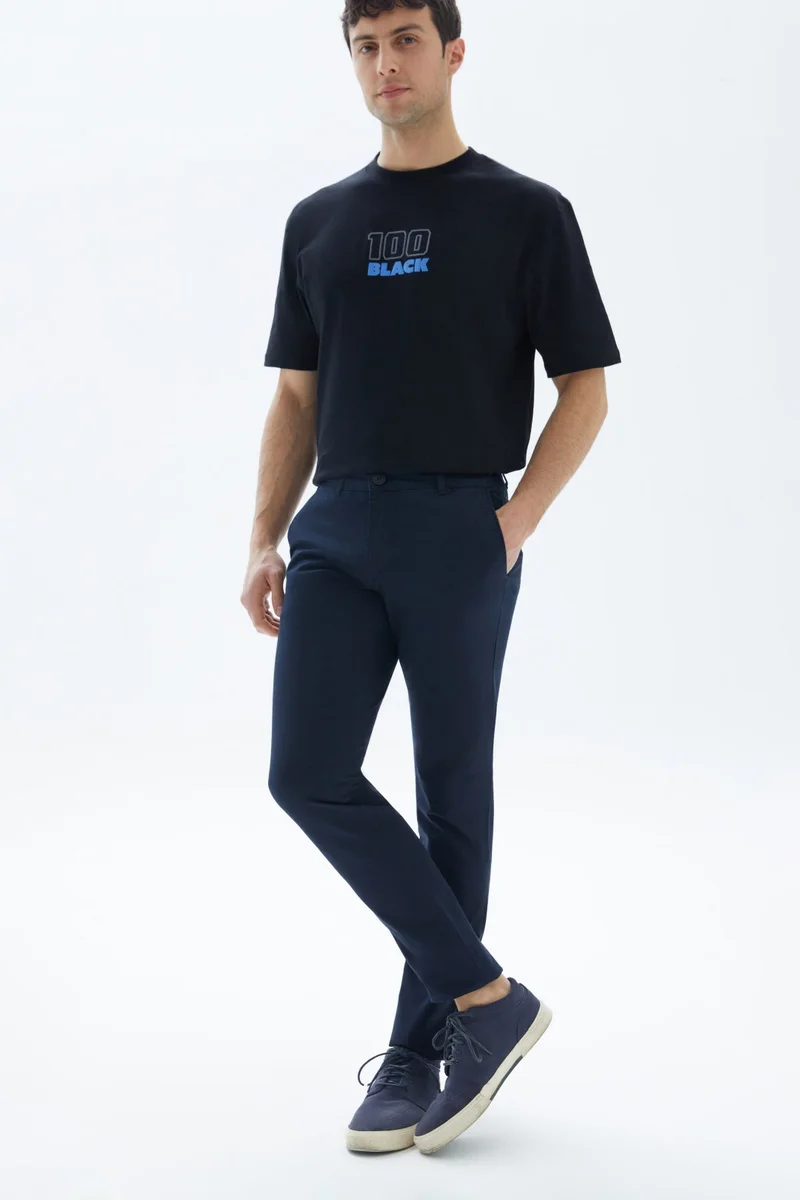 Wecre8 Navy Blue Chinos Slim Trousers By WECRE8