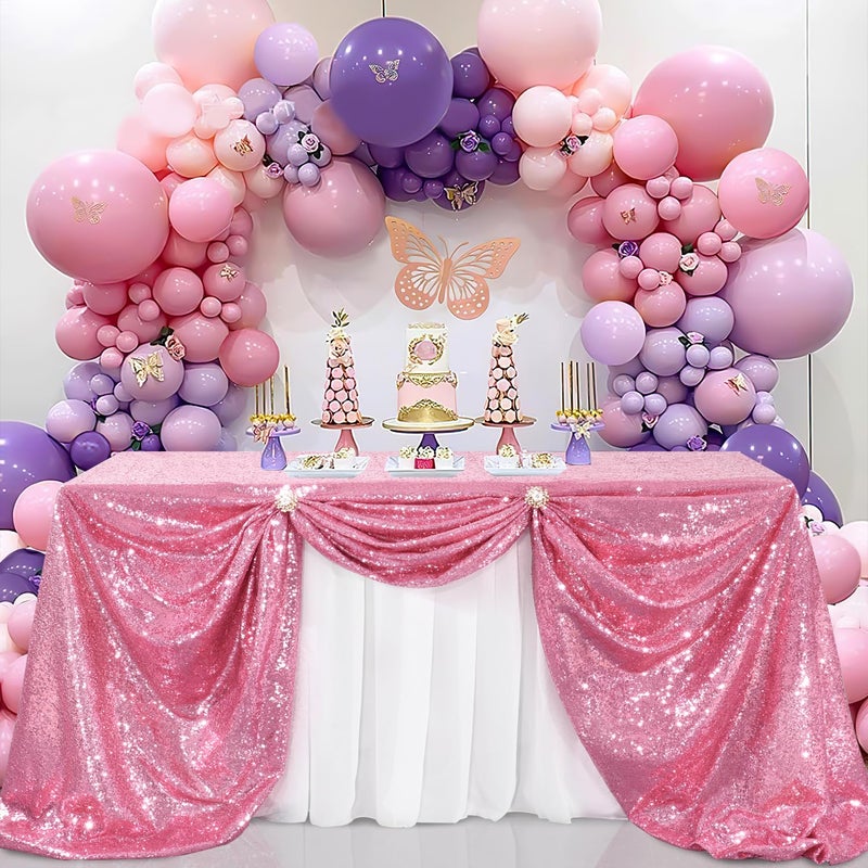 B.Cool B-COOL Sequin Tablecloth 50x80 Inch Sparkly Table Cloth Hot Pink Sequin Table Cloth Overlays for Party Decoration Christmas Wedding Dinner Linen - Image 2