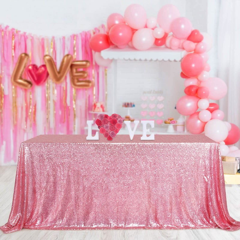 B.Cool B-COOL Sequin Tablecloth 50x80 Inch Sparkly Table Cloth Hot Pink Sequin Table Cloth Overlays for Party Decoration Christmas Wedding Dinner Linen - Image 3