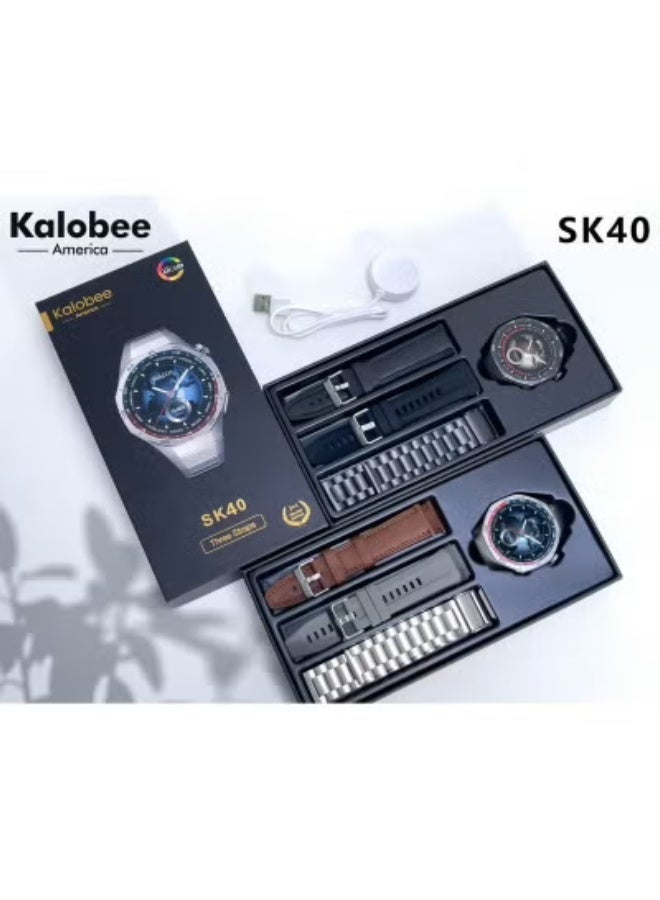 Kalobee ساعة SK40 الذكية - إصدار بريميوم | شاشة AMOLED | 3 أحزمة قابلة للتبديل | مكالمات بلوتوث | متتبع للياقة البدنية | مراقبة معدل ضربات القلب والنوم | ساعة ذكية أنيقة ومتينة للرجال والنساء - Image 5