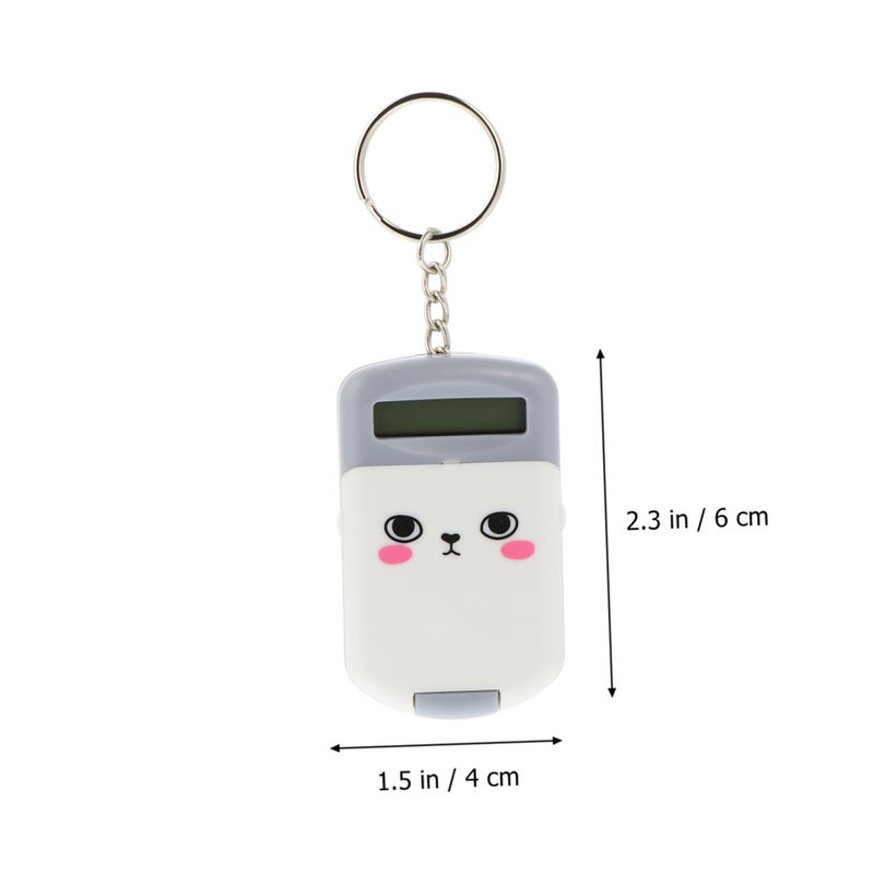 Mini Portable Electronic Calculator Grey Cute Cartoon Design Lightweight Pocket For Students Office School Accounting Use - Image 3