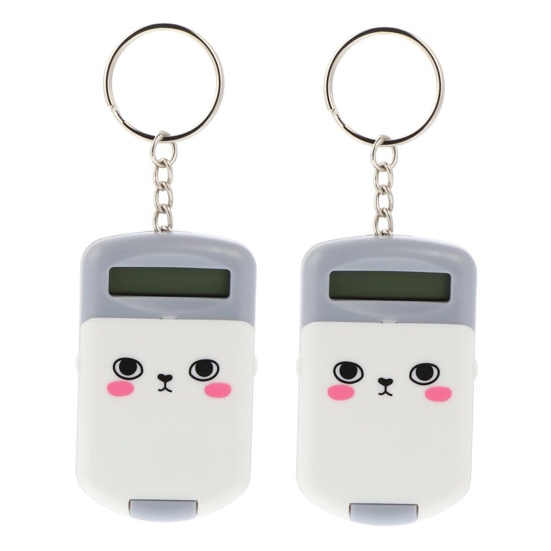 Mini Portable Electronic Calculator Grey Cute Cartoon Design Lightweight Pocket For Students Office School Accounting Use - Image 2