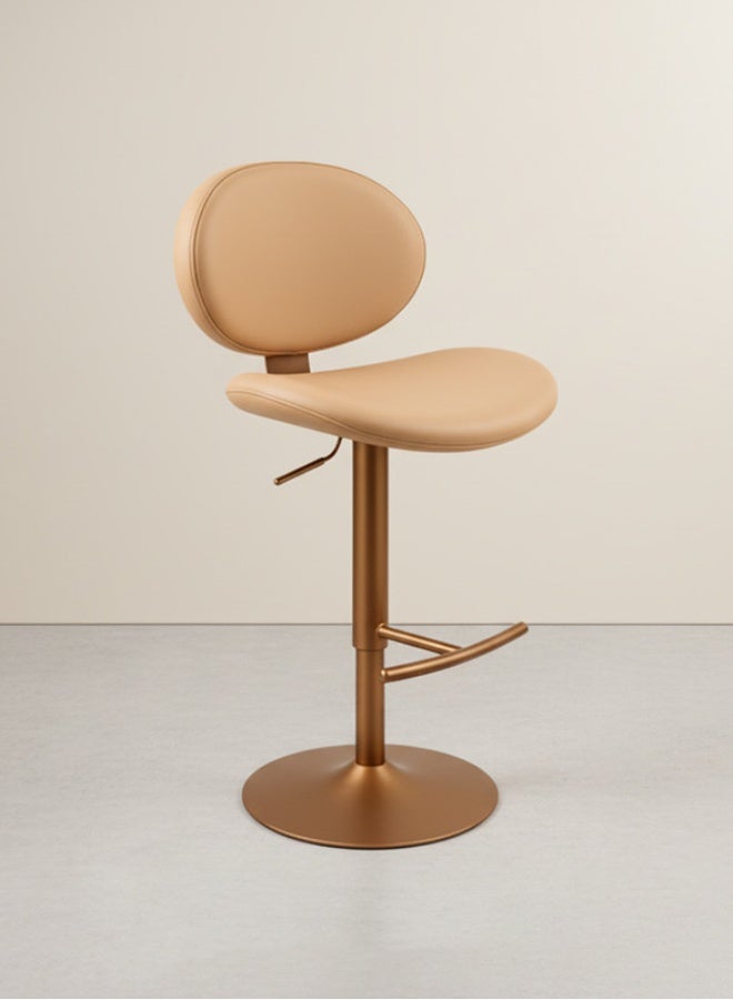 YI ONE Bar Chair & Bar Stool – Adjustable PU Leather Swivel Seat with Rose Gold Frame & Footrest, Modern Design for Kitchen & Home - Image 1
