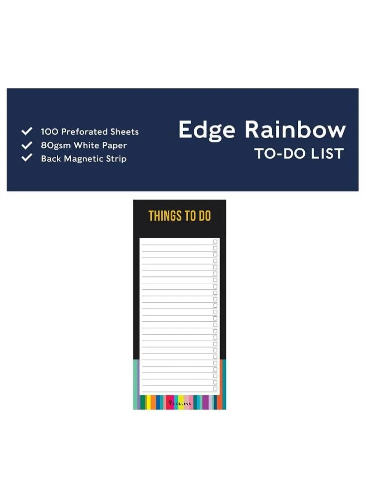 كولينز Collins Edge Rainbow Slim Magnetic to Do List Pad, Black, ED1STD.99