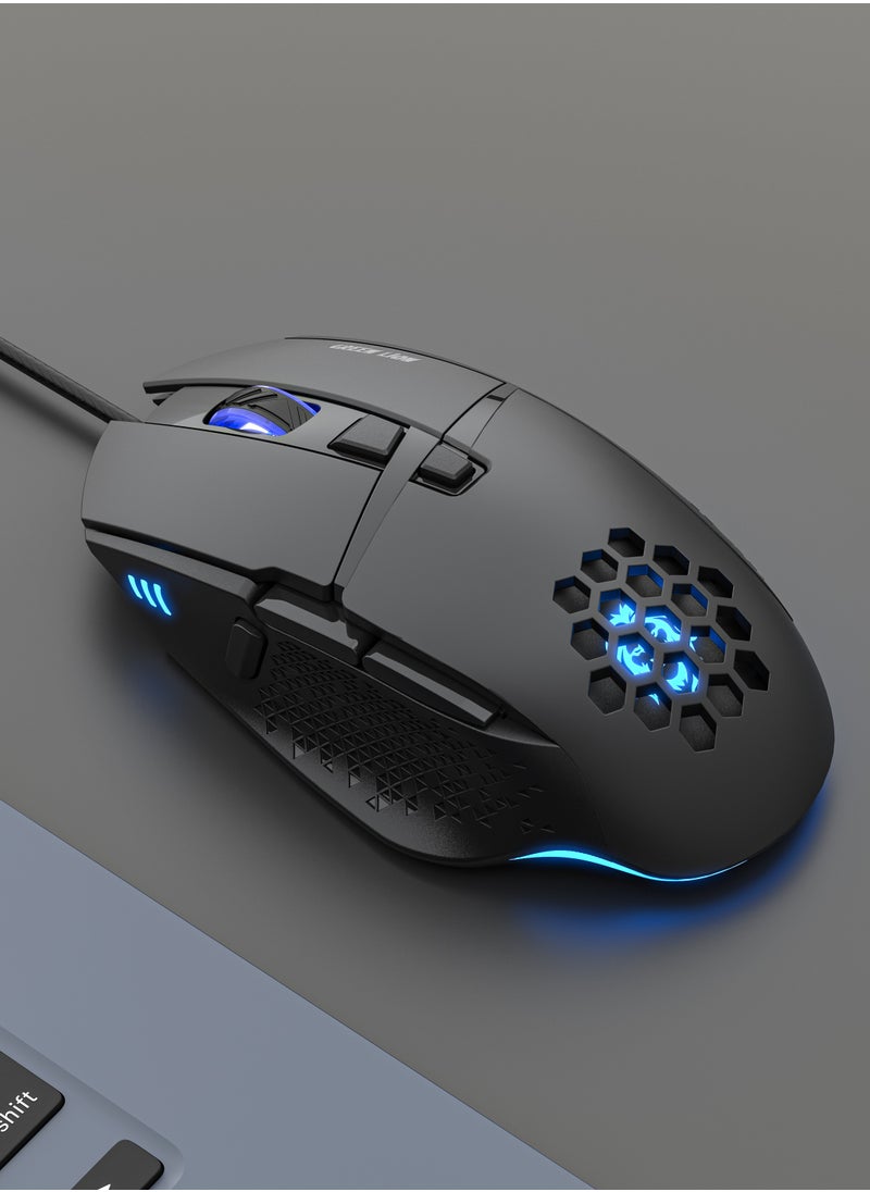 G250 Gaming Mouse with 7200 DPI Resolution and 8 Programmable Buttons / Colorful Ambient Lights / Powerful Fire Button / Ergonomic Design - Black
