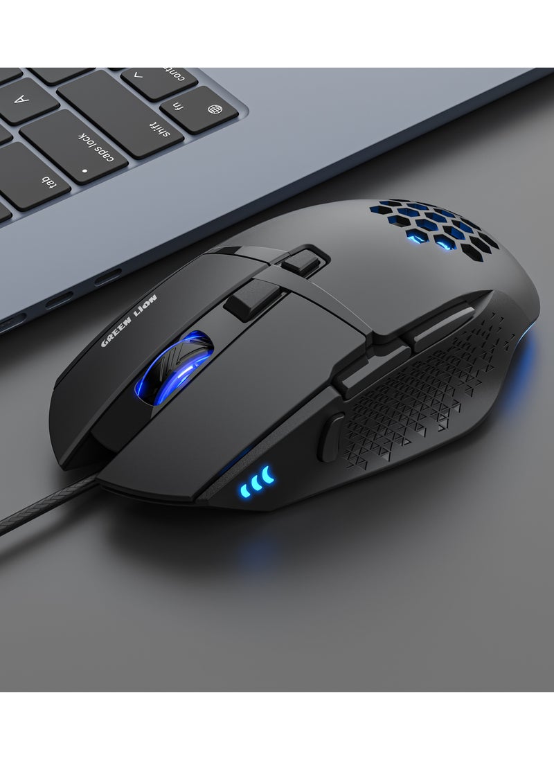 G250 Gaming Mouse with 7200 DPI Resolution and 8 Programmable Buttons / Colorful Ambient Lights / Powerful Fire Button / Ergonomic Design - Black