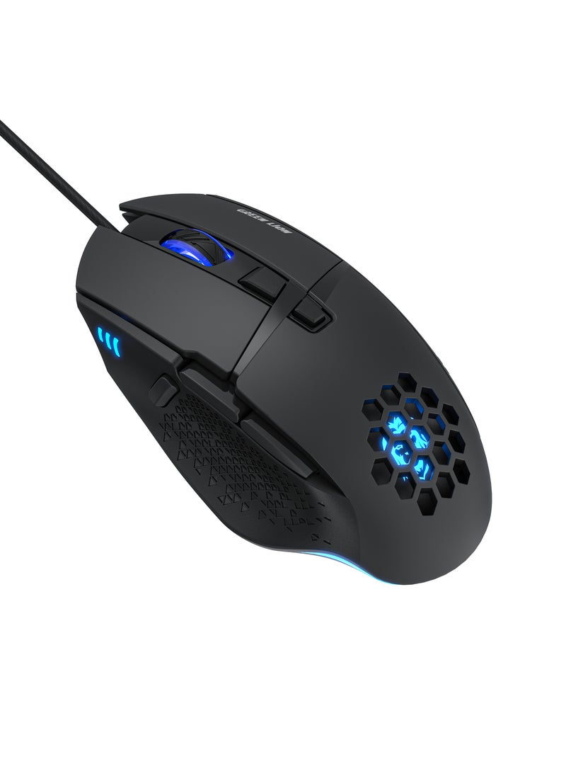 G250 Gaming Mouse with 7200 DPI Resolution and 8 Programmable Buttons / Colorful Ambient Lights / Powerful Fire Button / Ergonomic Design - Black