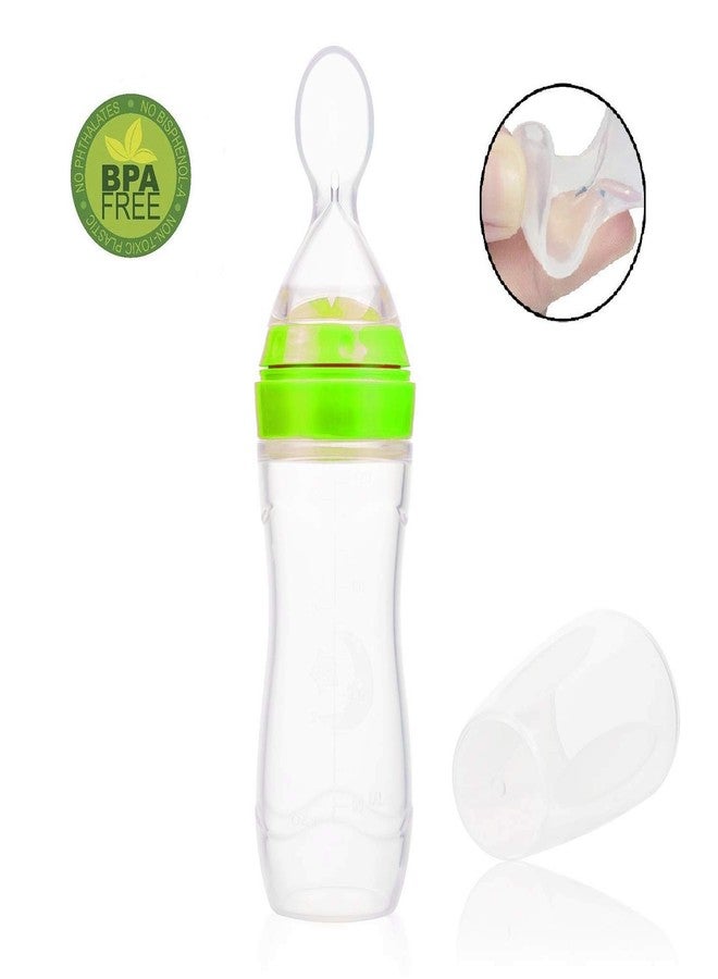 BCARE Bpa-Free Soft Silicone Sipper Juice Milk Rice Spoon Feeding Bottle with Fruit Nibbler Combo Set for Newborn Baby Infants Kids 0-6 Months 120ml Pack of 1 (Green-2, 120ml) - Image 2