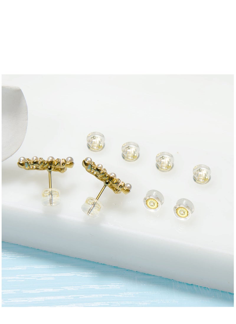 Generic - Earring Backs 18K Gold Silicone Earring Backs for Studs/Droopy Ears Locking Secure Earring Backs for Heavy Earring No-Irritate Hypoallergenice Soft Clear Earring Backs for Adults & Kids - Image 1
