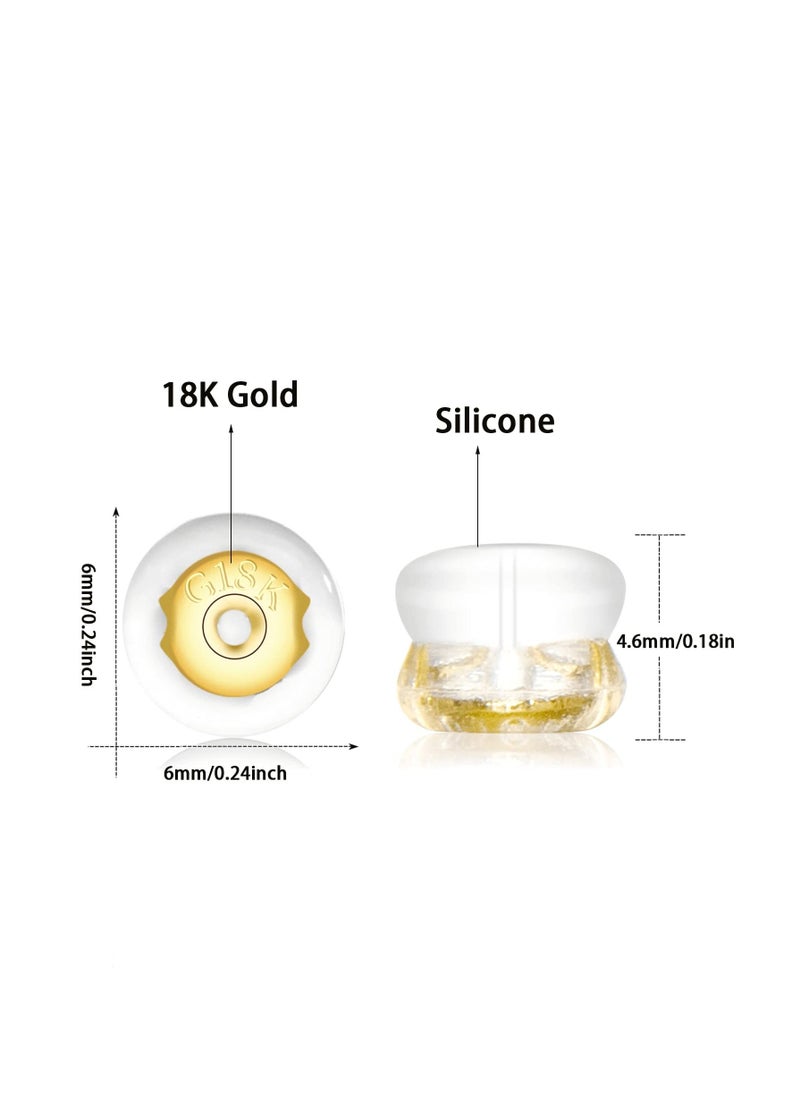 Generic - Earring Backs 18K Gold Silicone Earring Backs for Studs/Droopy Ears Locking Secure Earring Backs for Heavy Earring No-Irritate Hypoallergenice Soft Clear Earring Backs for Adults & Kids - Image 1