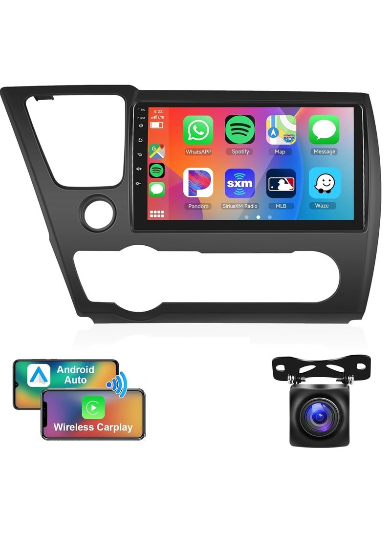 SHEZA STAR Android Car Stereo for Honda Civic 2013-2017 6GB RAM 128GB ROM 9 Inch Support SIM Card, Apple Carplay, MirrorLink WiFi BT, IPS Touch Screen with AHD Camera Included  - Image 1
