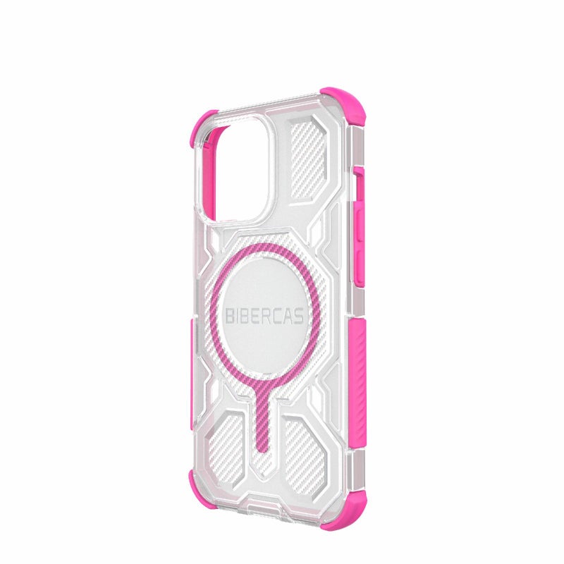 BIBERCAS For Iphone 13 Pro Transparent Color Series Magsafe Air Bag Shockproof Phone Case(Pink) - Image 3