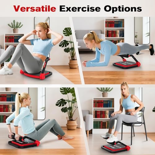 DERACY Sit Up Exercise Equipment, Adjustable Ab Machine, Multi-Functional Sit Up Machine, Ab Workout Equipment, Ab Trainer Machine for Women Men (RED) - Image 2