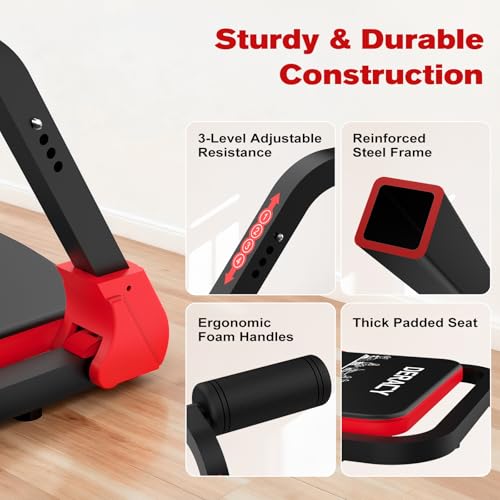 DERACY Sit Up Exercise Equipment, Adjustable Ab Machine, Multi-Functional Sit Up Machine, Ab Workout Equipment, Ab Trainer Machine for Women Men (RED) - Image 3