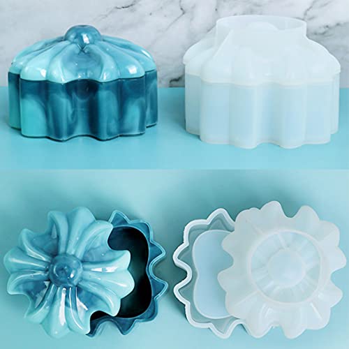 Koonafy 2 Pcs Box Resin Molds Silicone Trinket Box Moulds with Lid Chrome Hearts Jewelry Storage Box Epoxy Resin Casting Mould for DIY Craft Gift Box, Candy Container, Home Decoration - Image 2