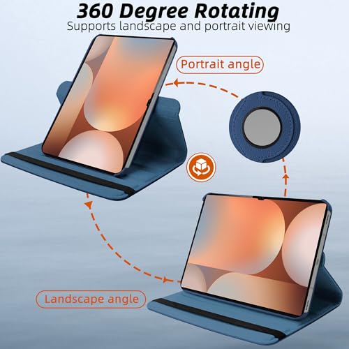 TGK 360 Rotatable Smart Flip Cover for Samsung Galaxy Tab S10 Ultra Case/Tab S9 Ultra 14.6 Inch/Tab S8 Ultra 14.6 Inch (Dark Blue) - Image 4