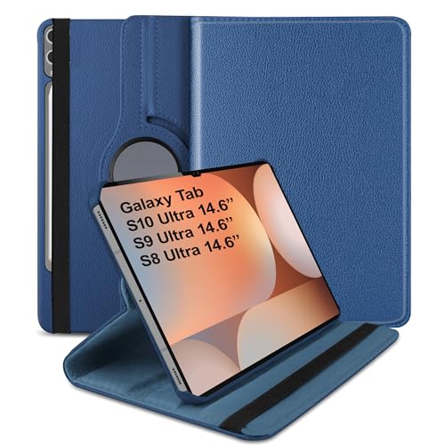 TGK 360 Rotatable Smart Flip Cover for Samsung Galaxy Tab S10 Ultra Case/Tab S9 Ultra 14.6 Inch/Tab S8 Ultra 14.6 Inch (Dark Blue) - Image 1