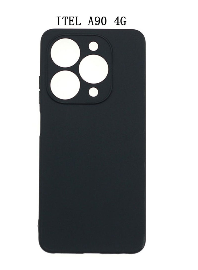 لـ ITEL A90 4G غطاء الحالة ، تصميم متجمد رفع حماية الكاميرا الكاملة رقيقة رقيقة ناعمة حالة الهاتف المحمول لـ ITEL A90 4G ، أسود