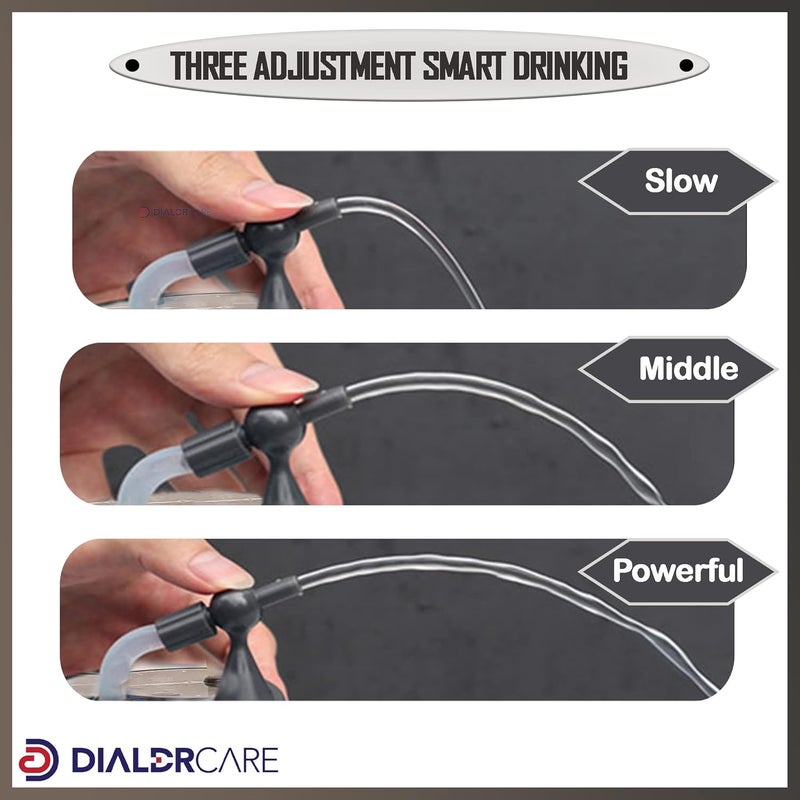 DIALDRCARE Self-Suction Automatic Drinking Water Cup Elderly Care Medical Drinking Cup(PP plastic-450ML) (Grey) - Image 4